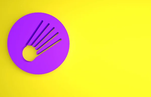 Фиолетовая Комета Падает Быстро Значок Изолирован Желтом Фоне Концепция Минимализма — стоковое фото