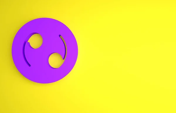 紫色巨蟹座黄道带星座图标 黄色背景孤立 占星术的星座集合 最低纲领的概念 3D渲染说明 — 图库照片