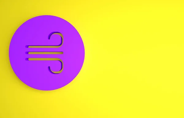 Icono Viento Púrpura Aislado Sobre Fondo Amarillo Nube Viento Concepto — Foto de Stock