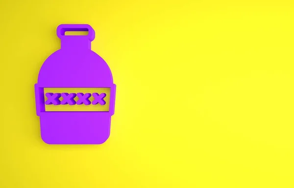 Μωβ Μπουκάλι Νερό Εικονίδιο Απομονώνονται Κίτρινο Φόντο Πινακίδα Αναψυκτικού Μινιμαλιστική — Φωτογραφία Αρχείου