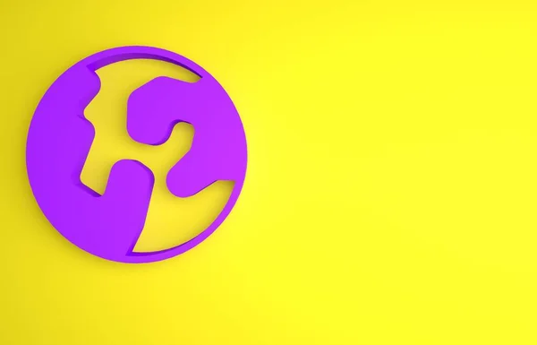 Фіолетовий Значок Земної Кулі Ізольовано Жовтому Тлі Світ Або Земля — стокове фото
