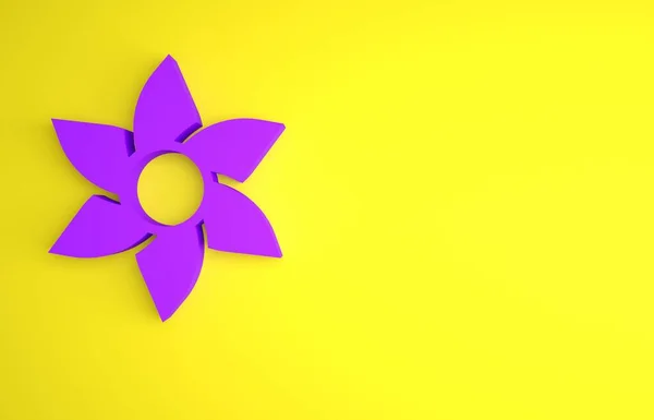 Фиолетовый Цветок Значок Изолирован Желтом Фоне Сладкая Натуральная Еда Концепция — стоковое фото