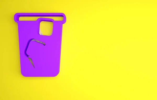 Фіолетова Піктограма Чаю Льоду Ізольована Жовтому Тлі Крижаний Чай Концепція — стокове фото