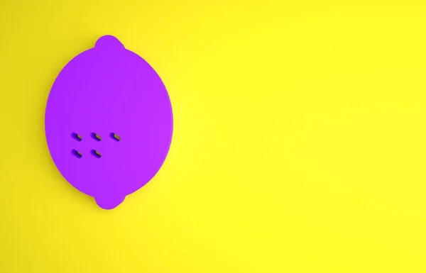 Icono Limón Púrpura Aislado Sobre Fondo Amarillo Concepto Minimalista Ilustración — Foto de Stock