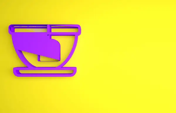 Copa Púrpura Con Icono Bolsa Aislado Sobre Fondo Amarillo Concepto —  Fotos de Stock