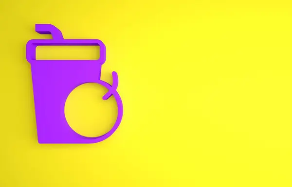 Purple Fresh Smoothie Ikon Isolerad Gul Bakgrund Minimalistiskt Koncept Render — Stockfoto
