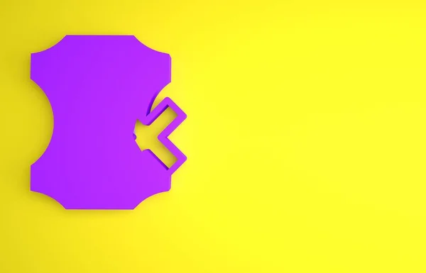 Фіолетовий Шкіри Значок Ізольовані Жовтому Тлі Концепція Мінімалізму Ілюстрація Рендеринга — стокове фото