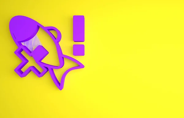 紫色没有鱼的图标孤立在黄色的背景 最低纲领的概念 3D渲染说明 — 图库照片