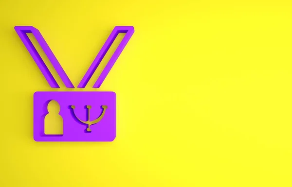 Фиолетовый Значок Психологии Выделен Желтом Фоне Символ Пси Концепция Психического — стоковое фото