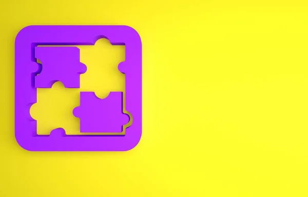 Solução Roxa Para Problema Ícone Psicologia Isolado Fundo Amarelo Puzzle — Fotografia de Stock