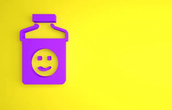 Ícone Antidepressivos Roxos Isolado Fundo Amarelo Conceito Minimalismo Ilustração Renderização — Fotografia de Stock