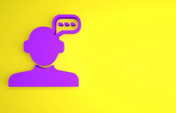 Фиолетовый Онлайн Психологической Консультации Дистанции Значок Изолирован Желтом Фоне Психотерапия — стоковое фото
