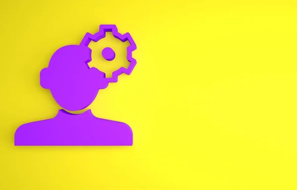 Purple Λύση Στο Πρόβλημα Στην Εικόνα Ψυχολογίας Απομονώνονται Κίτρινο Φόντο — Φωτογραφία Αρχείου