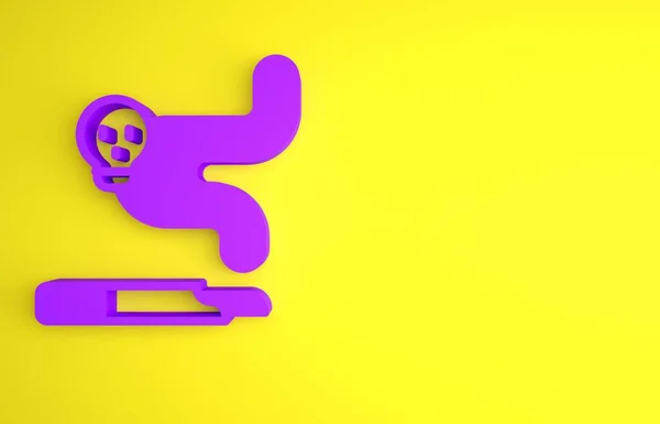 紫色香烟图标孤立在黄色背景 烟草标志 吸烟的象征 最低纲领的概念 3D渲染说明 — 图库照片