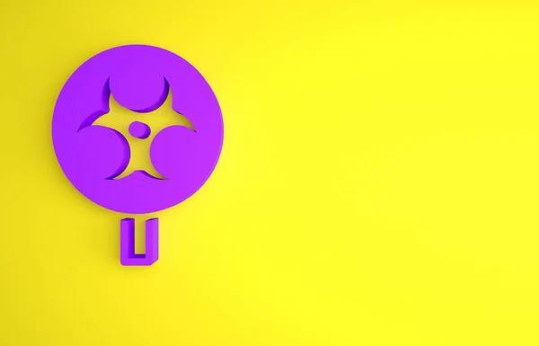 Фіолетовий Символ Біогазу Ізольовано Жовтому Тлі Концепція Мінімалізму Ілюстрація Рендеринга — стокове фото