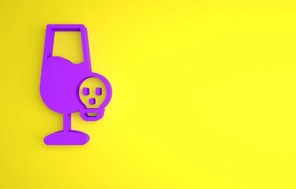 Icono Alcohol Envenenado Púrpura Aislado Sobre Fondo Amarillo Concepto Minimalista — Foto de Stock