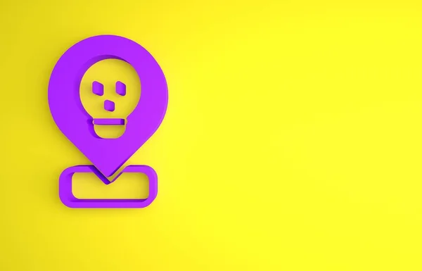 Purple Radioactive Locatie Icoon Geïsoleerd Gele Achtergrond Radioactief Giftig Symbool — Stockfoto