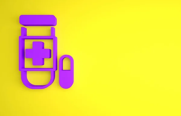 Фіолетова Піктограма Antidote Ізольована Жовтому Тлі Концепція Мінімалізму Ілюстрація Рендеринга — стокове фото