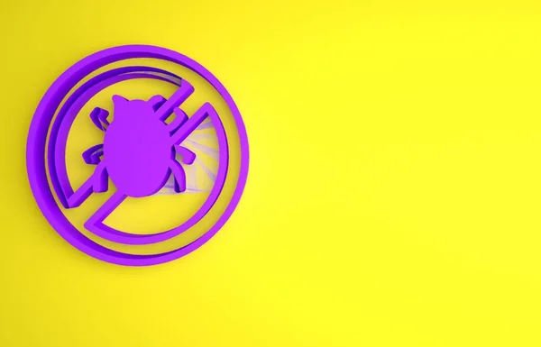 Фіолетовий Зупинити Значок Кольорового Жука Ізольовано Жовтому Тлі Концепція Мінімалізму — стокове фото