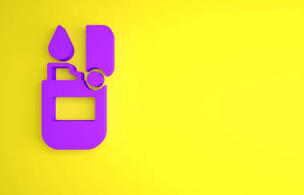 Фіолетова Піктограма Запальнички Ізольована Жовтому Тлі Концепція Мінімалізму Ілюстрація Рендеринга — стокове фото