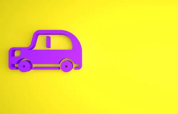 Purple Car Ikon Isoleret Gul Baggrund Minimalisme Koncept Gengivelse Illustration - Stock-foto