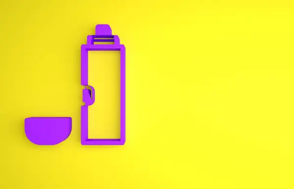 Icono Contenedor Termo Púrpura Aislado Sobre Fondo Amarillo Icono Termo — Foto de Stock