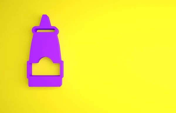 Фіолетова Пляшка Соусу Ізольована Жовтому Тлі Кетчуп Гірчиця Пляшки Майонезу — стокове фото