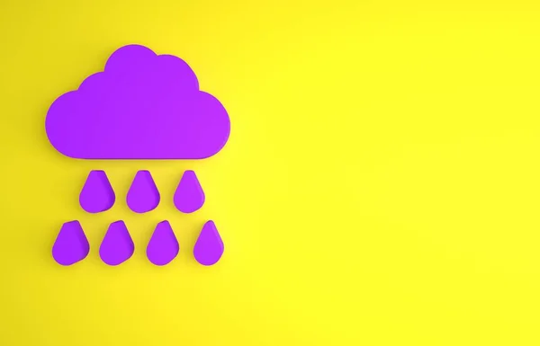 Purple Cloud Rain Icon Isolated Yellow Background Rain Cloud Precipitation — Stock Photo, Image