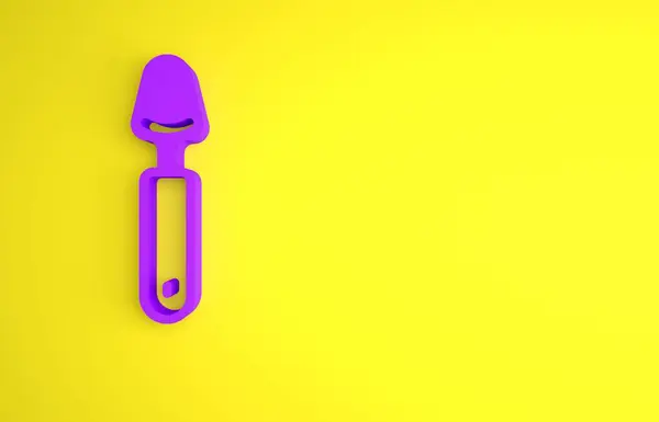 Фіолетова Ложка Ізольована Жовтому Тлі Готуємо Посуд Знак Столових Приборів — стокове фото