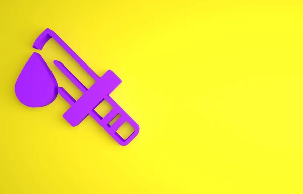 Purple Icono Cuchillo Sangriento Aislado Sobre Fondo Amarillo Concepto Minimalista — Foto de Stock