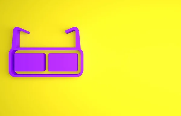 Purple Glasses Icon Isolated Yellow Background Eyeglass Frame Symbol Minimalism — Stock Photo, Image