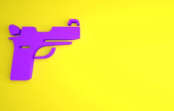 Purple Pistol Gun Icon Isolated Yellow Background Police Military Handgun — Stock Photo, Image