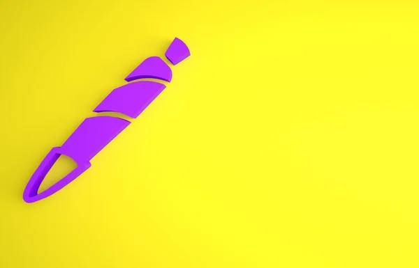 Фиолетовый Марихуаны Сустав Иконка Spliff Изолированы Желтом Фоне Сигарету Наркотиками — стоковое фото