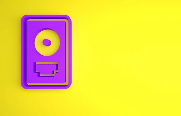 Фиолетовый Диск Рамке Выделенный Желтом Фоне Современная Церемония Бестселлер Музыкальный — стоковое фото