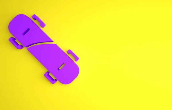 Icono Monopatín Púrpura Aislado Sobre Fondo Amarillo Deporte Extremo Equipamiento — Foto de Stock