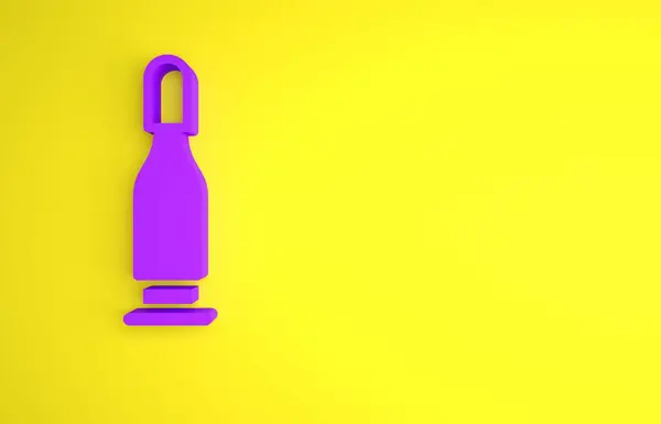 Фиолетовый Значок Пули Выделен Желтом Фоне Концепция Минимализма Рендеринг — стоковое фото
