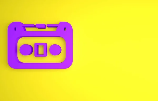 Фіолетова Піктограма Ретро Аудіокасети Ізольована Жовтому Тлі Концепція Мінімалізму Ілюстрація — стокове фото