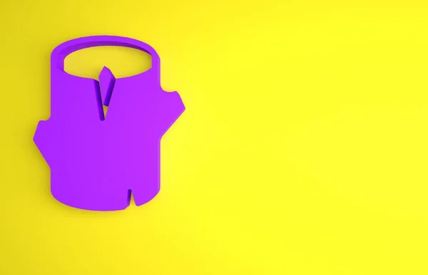 Icono Madera Púrpura Aislado Sobre Fondo Amarillo Una Pila Leña — Foto de Stock