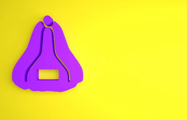 Púrpura Sauna Sombrero Icono Aislado Sobre Fondo Amarillo Concepto Minimalista — Foto de Stock