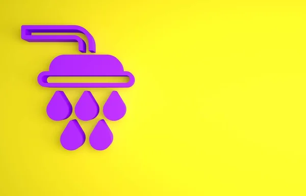 Фиолетовая Голова Шуера Каплями Воды Текущими Значком Желтом Фоне Концепция — стоковое фото