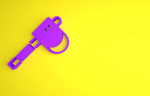 Фиолетовый Деревянный Топор Значок Изолирован Желтом Фоне Топор Лесоруба Концепция — стоковое фото