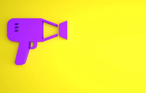 Secador Pelo Púrpura Icono Aislado Sobre Fondo Amarillo Señal Secador — Foto de Stock