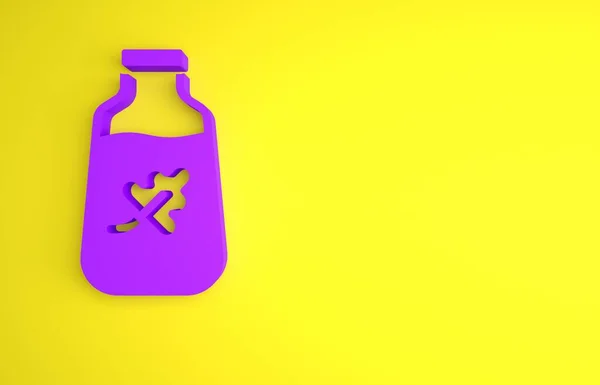 Icono Botella Aceite Esencial Púrpura Aislado Sobre Fondo Amarillo Esencia — Foto de Stock