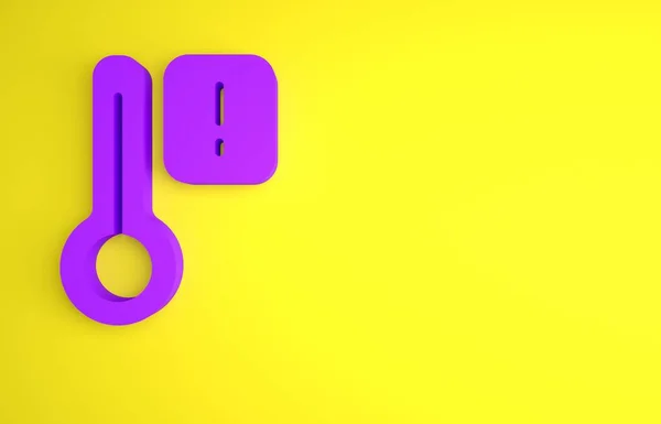Фиолетовый Термометр Сауны Желтом Фоне Сауна Банное Оборудование Концепция Минимализма — стоковое фото