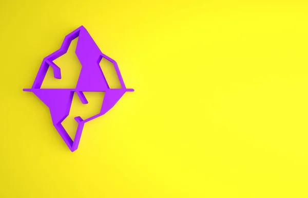 Purple Iceberg Icon Isolated Yellow Background Minimalism Concept Render Illustration — Stock Photo, Image