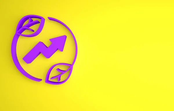 Фіолетовий Електричний Зарядний Пристрій Піктограмі Листя Ізольовано Жовтому Тлі Економія — стокове фото