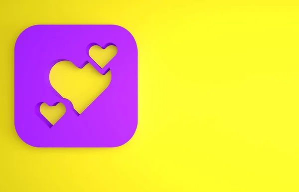 Purple Heart Symbol Isoliert Auf Gelbem Hintergrund Romantische Symbole Verbinden — Stockfoto