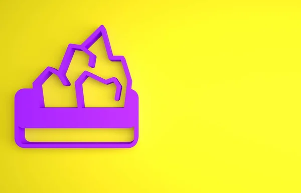 Ikone Des Lila Erzbergbaus Isoliert Auf Gelbem Hintergrund Minimalismus Konzept — Stockfoto