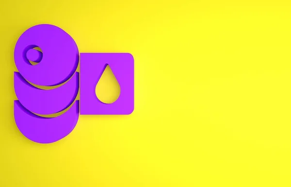 Фиолетовый Баррель Нефти Значок Изолирован Желтом Фоне Концепция Минимализма Рендеринг — стоковое фото