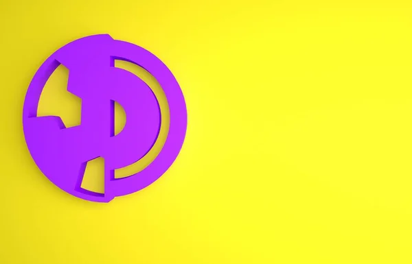 Фиолетовый Значок Структуры Земной Коры Желтом Фоне Концепция Минимализма Рендеринг — стоковое фото
